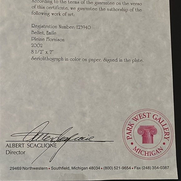 Signed serio-lithograph titled "Pleine Floraison" by Emile Bellet framed 2002 - Picture 6 of 8